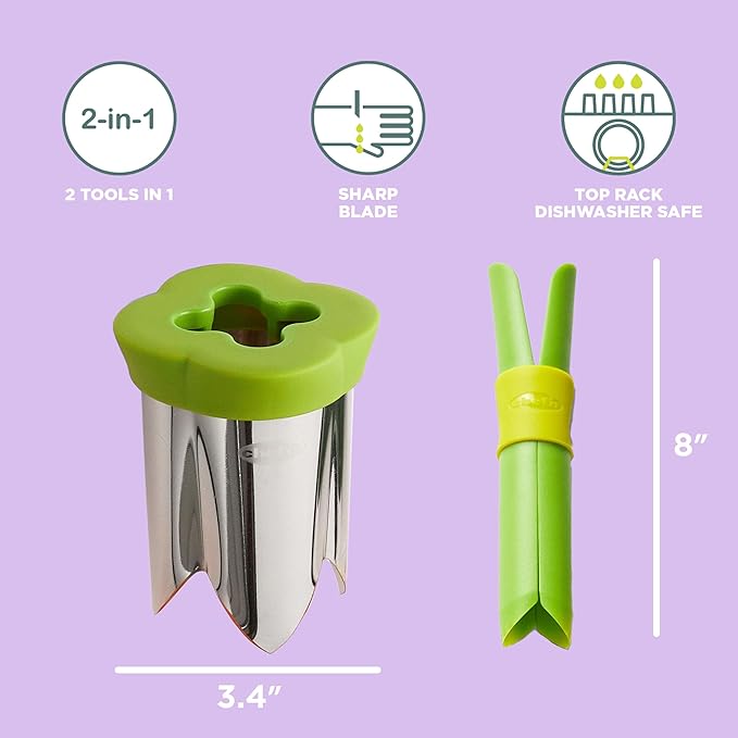 Chef'n 2-in-1 Bell Pepper and Jalapeno Corer Set, Nested Design for Easy Storage, Effortless De-Seeding, and Quick Food Prep