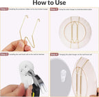 16-Pack Invisible Wall Plate Hangers, 6/8/10/12 Inch Brass Plate Holders with 20-Pack Wall Hooks