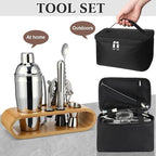 16 Pcs Bartender Kit Bag with Stand Portable Cocktail Shaker Set, 25oz Stainless Steel Barware Kit with Jigger, Strainer, Spoon, Ice Tongs, Gift for Cocktail Lover Travel