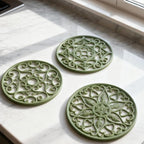 ME.FAN Trivets for Dishes/Pots/Pans, 3 Pcs Silicone Mats, Flexible/Durable/Non Slip Hot Pads to Protect Table and Counter Top (Olive Green)