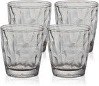 Topsky 10 oz Plastic Water Tumblers | Set of 4 Transparent Unbreakable Drinking Glasses Clear Acrylic Reusable Juice Wine Cups for Home Picnic Party, Dishwasher Safe, Stackable (Gray)
