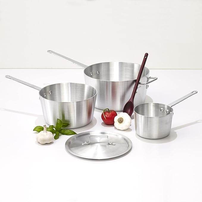 Winco Heavy-Duty Aluminum Tapered Sauce Pan, 3mm, 5 Quart