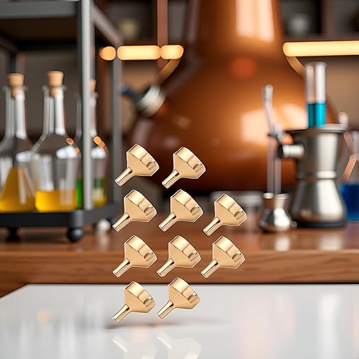 10 pcs Gold Mini Metal Funnels Set, Mini Filling Funnel Liquid Refill Funnel for Transferring Essential Oils, Liquid, Perfume, Small Mini Bottles Specialty Tools and Gadgets