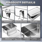 Umigy 8 Pcs Stainless Steel Food Containers 2400ml Metal Bento Lunch Box Stainless Steel Food Storage Containers, Lockable Clips to Leak Proof, Reusable Dishwasher Snack Boxes for Work