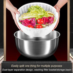 Electric Salad Spinner, 4.8L Large Capacity Lettuce Spinner Stainless Steel Salad Rotator Vegetable Dryer Fruit Washer Lettuce Cleaner Drainage Basket, USB Rechargeable Salad Dryer Food Dehydrator