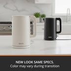 KRUPS 1.5L Electric Kettle Stainless Steel Cool Touch Interior, Fast Boiling, One Cup in 80 Seconds, Double Wall, Auto Off, Keep Warm, Hot Water Kettle Electric, Cordless, Black/White