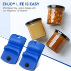 2 Pack Canning Jar Opener with Magnets, Mason Jar Opener For Canning Lids, Regular and Wide Mouth Lids, Powerful Magnet for Easy Refrigerator Storage, Releases Vacuum Seal– Patent Pending(Dark Blue)