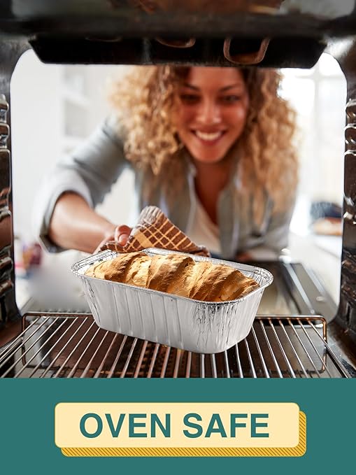 NEEBAKE 60 Pack 6x3.5x2 Disposable Aluminum Loaf Pans with Lids Small-Aluminum-Foil-Pans-Tin-Foil-Baking-Pans-Tin-Trays-Food-Containers-for-Baking-Cakes-Bread-Meat-Loaves