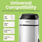 InstaSeal Vacuum Sealer for Food with 12 Bags, Preserves Foods 5x Longer, Space Saving Compact Upright Design Allows Machine to Seal Marinades, Soups, Meats for Sous Vide Cooking, Vegetables