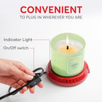 Large Candle Warmer Plate Safely Releases Scents Without a Flame - Used as Candle Jar & Coffee Warmer for Home & Office, 1 Pack, Red