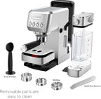 MAttinata CM1632 Cappuccino Machine 20 Bar, Professional Espresso Machines Coffee Maker for Home with Automatic Milk Frothering System, Barista Compact Latte Maker for Coffee Lovers, Stainless Steel