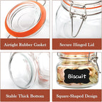 Encheng 16 oz Glass Jars With Airtight Lids And Leak Proof Rubber Gasket,Wide Mouth Mason Jars With Hinged Lids For Kitchen,Glass Storage Containers 6 Pack