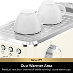 CHULUX Slim Espresso Machine with Milk Frother, 20 Bar Professional Italian Pump Espresso Coffee Machine for Home Cappuccino & Latte Maker, Stainless Steel, Creamy