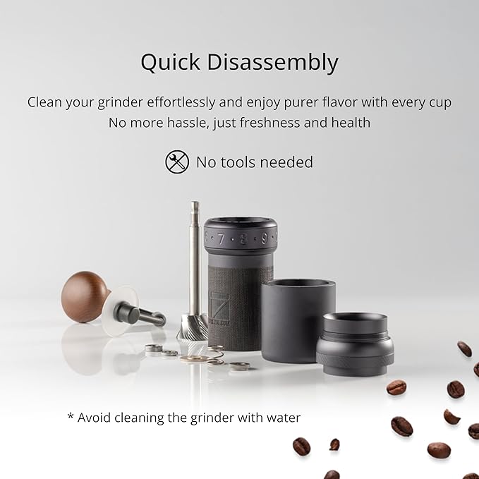 1Zpresso K-Ultra Manual Coffee Grinder Silver with Carrying Case, Assembly Consistency Grind Stainless Steel Conical Burr, Foldable Handle, Numerical External Adjustable Setting, All-Round Grinder