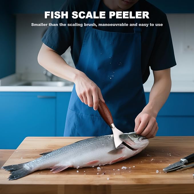 2 Pack Fish Scale Remover, 304 Stainless Steel Fish Scaler Scraping Tool, Serrated Fish Cleaning Tools,Sharp Fish Descaler Tool for Restaurant Chef and Home Cooking Seafood Tools