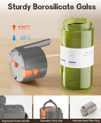OURCABECUE Upgrade 2 in 1 Oil Sprayer for Cooking, 17oz Light-Blocking Glass Olive Oil Dispenser Bottle for Kitchen,Food-Grade Oil Mister with 8 Stickers for Salad, Frying (Green Bottle-Grey Gap)