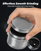 3" Grinder for Kitchen Spices, 3-Piece 4-Part Design, Screen-Free, Durable Zinc Alloy, Silver