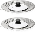 WRINGKIT 2 Pack Universal Lids for Pots Pans, Stainless Steel Replacement Frying Pan Cover with Heat Resistant Knob, Heavy Duty Skillets Cover, Fit 9, 10 Inch Cookware