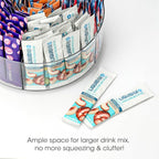 AIEVE Extra Large Drink Packet Organizer, 360° Lazy Susan Rotating Turntable for Larger Powder Drink Mix, Hydration Packets Acrylic Pantry Organizers for Kitchen Storage Organization