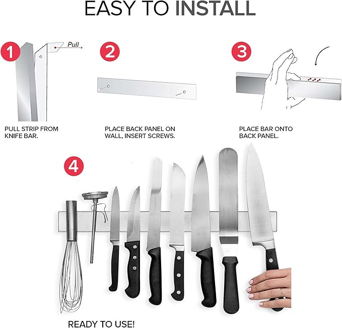 Modern Innovations 18 Inch Stainless Steel Magnetic Knife Bar - Use as Knife Holder, Rack, Strip, Kitchen Utensil and Tool Holder