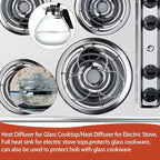 Glass Cooktop Heat Diffuser for Electric Stove, Full Heat Sink Protects Glass Cookware, Pack of 4