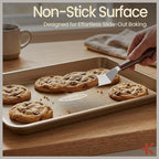 Diamond Bottom Cookie Sheet Set of 3, Nonstick Gold Carbon Steel Baking Pans for Crisp Baking, Space-Saving Stackable Trays, PFOA, PFOS, PTFE Free, Oven Safe Up to 450°F, Small, Medium & Large Sheets