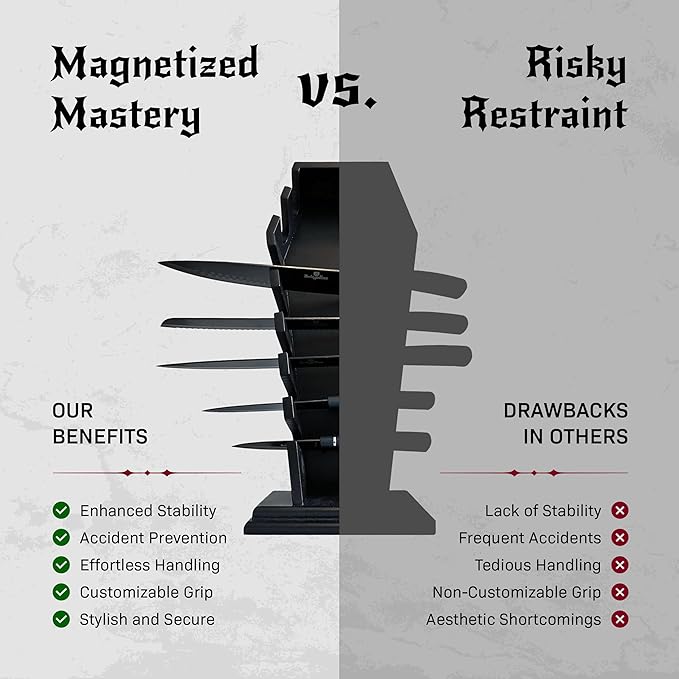 Coffin knife holder has 14 Magnets for 7 knives- Gothic Kitchen Decor and Goth Kitchen Accessories, Gothic Knife Holder, Halloween Knife Holder for Goth Kitchen, Littlesy （Without Knives）