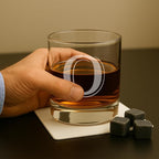 On The Rox (O-Monogram)- 4 Piece Set of 11 Ounce Engraved Heavy Base Rocks Glasses- Quality Elegant Glass-Multi-Purpose Beverage-Rocks Glass- For any Occasion Drinks
