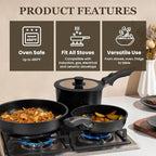 KIKCOIN Pots and Pans Set, 30 Pack Nonstick Cookware Set Detachable Handle, Induction RV Kitchen Cooking Set with Removable Handle, Frying Pans, Casserole - Dishwasher/Oven Safe, PFOA Free