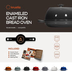 Enameled Cast Iron Dutch Oven for Sourdough Bread Baking | 6 Quart Pot with Lid | 10 Inch Ceramic Enamel Thick Coated Cookware Set with Non Stick Silicone Baking Mat for Cooking (Grey)
