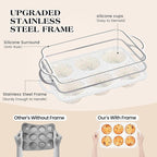 2 Pcs Jumbo Muffin Pan with Metal Frame, Nonstick 6 Cup Extra Large Cupcake Pan for Baking, Silicone Deep Muffin Tray for Egg Bites (Cream)
