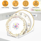 4 Pcs Acrylic 3-Tier Plate Display Stand,Clear Dinnerware Holder for China Platters Kitchen & Cabinet Organizer Rack for Tableware Display (3-Tier)
