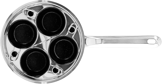 Demeyere Resto 18/10 Stainless Steel Stovetop Egg Poacher Set, 4 Removable Cups, Induction Compatible, Dishwasher Safe (Ceramic, Stainless)