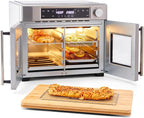 Ivation Dual Zone Air Fryer French Door Oven - 32 Quatity Convection Toaster Combo, 10-in-1 Multifunction Up to 450° - 1800W - Temperature Control, Timer - Stainless Steel - Dehydrate, Bake, Roast