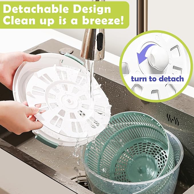 LEPCY Salad Spinner, Durable Bowl Never Crack. 4.8 Qt Large Capacity Lettuce and Vegetable Spinner with Storage Lid, Non-skid Base. Gifts for Mom Women Parents