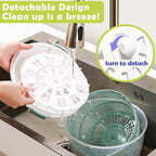 LEPCY Salad Spinner, Durable Bowl Never Crack. 4.8 Qt Large Capacity Lettuce and Vegetable Spinner with Storage Lid, Non-skid Base. Gifts for Mom Women Parents