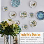 Bilillo 3 Pack Plate Hangers for The Wall, Suitable for 6''-8'' Decorative Plate,Invisible Heavy Duty Wire Plate Holder with Wall Hooks, Plate Hangers for Displaying Plates, Platter, Dish (Black)