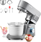 VEVOR Ice Cream Maker, 1.8 Qt. Capacity, 6-Speed Electric Stand Mixer, with LED Digital Display & Timer, Mixing Paddle, Dough Hook, Splash Guard, for Homemade Frozen Yogurt Fruit Sorbet Gelato, Grey