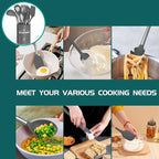 Stainless Steel Kitchen Cooking Utensil Set, Umite Chef 15 pcs Cooking Utensils - Nonstick Kitchen Utensils Cookware Set Spatula Set -Kitchen Gadgets Utensils Set, Kitchen Tools Gift (Gray)