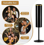 24 Pack Champagne Flute Acrylic 5.4 Oz Black Champagne Flutes Gold Rim Disposable Champagne Glasses Wedding Toasting Glasses Reusable Square Stemmed Wine Glasses for Wedding Christmas Halloween