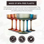 Khen Shatterproof Acrylic Ribbed Vintage Art Deco Martini, Champagne & Cocktail Muted Color Plastic Coupe Glasses | Set of 6 | 8 oz Ripple Glassware Classic Cocktail Indoor & Outdoor, European Style