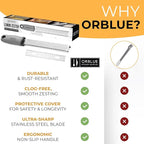 Orblue Lemon Zester & Cheese Grater - Premium Citrus Zester, Kitchen Grater for Parmesan, Chocolate, Fruits, Vegetables, Ginger, Garlic, Nutmeg - Stainless Steel Blades with Protective Cover, Gray