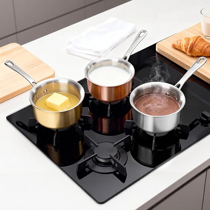 Macevia Mini Sauce Pan with Lid,Copper Butter Warmer Small Pot, Multipurpose Use for Home Kitchen or Restaurant (10.8oz/320ml)