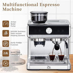 GarveeHome Espresso Machine With Grinder, 20 Bar Semi-Automatic Espresso Coffee Maker With Milk Frother Steamer Wand Cappuccino Latte Macchiato, 95 oz Water Tank, Pid Temperature Control-Silver2