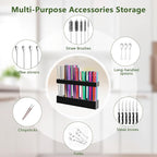 Acrylic Straw Holder for Cabinet Door - Reusable Tumbler Straw Organizer Storage, Small Kitchen Accessories Container, Ultra Sticky Cupboard Door Mounted (Black, Large 9.5" (Most Cabinets))