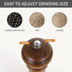 1Pack Wood Pepper Grinder, XWXO 10 Inch Salt Mill Pepper Shaker, Pepper Mill with Adjustable Ceramic Rotor - Oak Wood Pepper Grinder for Your Kitchen
