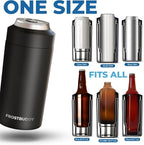 Frost Buddy Universal Buddy Can Cooler - Fits All - For Regular 12 & 16 oz or Slim-Size Bottles - Insulated Double -Walled Stainless Steel (All white)