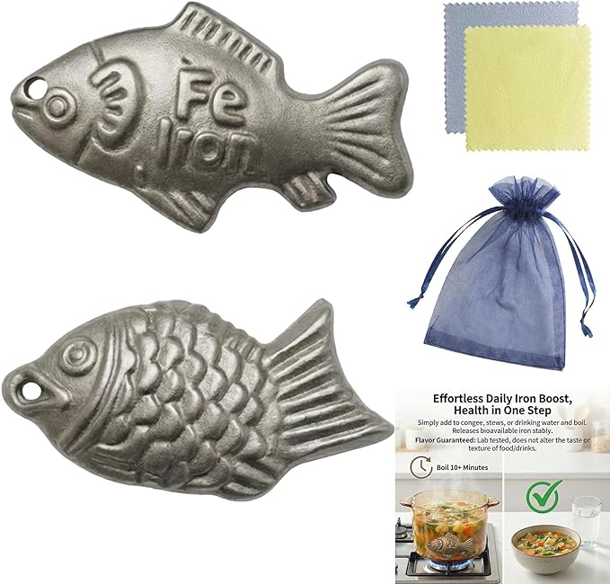 Iron Fish 2 Pack - Food-Grade Reusable Cooking Tool for Adding Natural Iron to Food & Water, Durable Chemical-Free Kitchen Accessory, Easy to Use for Vegans, Athletes, Pregnant Women & Familiesl