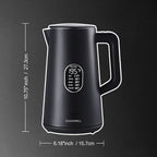 1.5L Electric Kettle Stainless Steel, Double Wall Cool Touch Teapot, Fast Boil, Precise Temperature Control, LCD Display, Auto Shut-Off, BPA-Free,Keep Warm Function, Ideal for Tea,Black