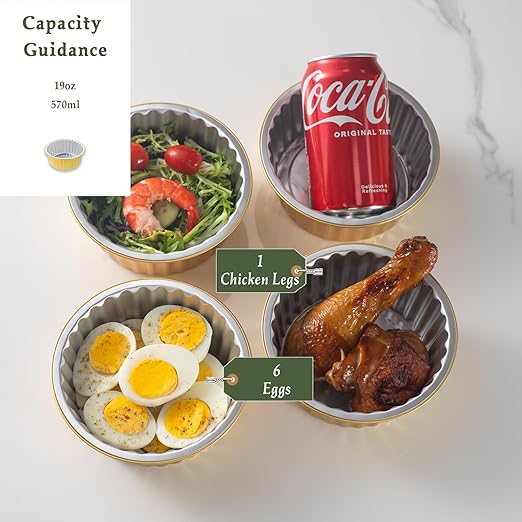 5.5" Round Aluminum Foil Containers with Lids (5 Pack) – Heavy Duty Disposable Foil Takeout Pans for Food Storage, Meal Prep, Soup, Leftovers & Catering, 19oz